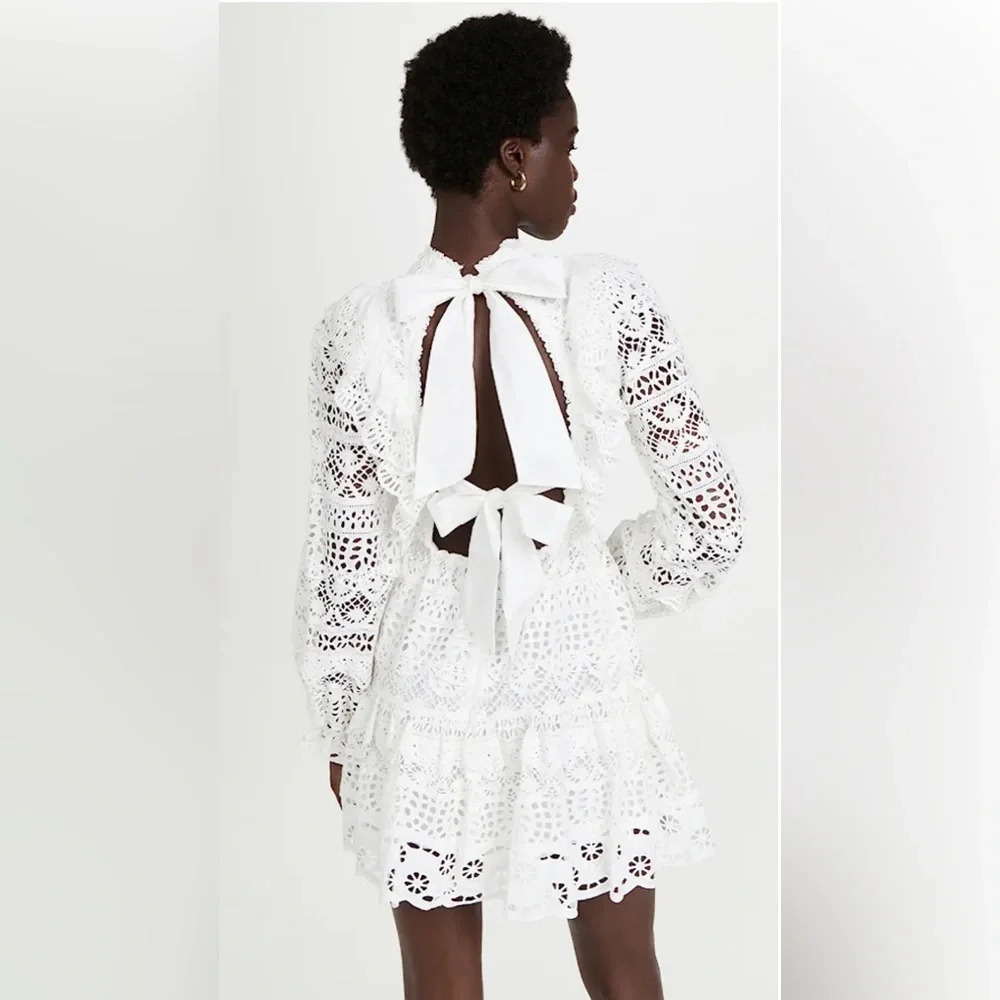 NWT Sea New York Patrizia Lace Open Back Mini Dress in White Size 6 - Picture 2 of 15